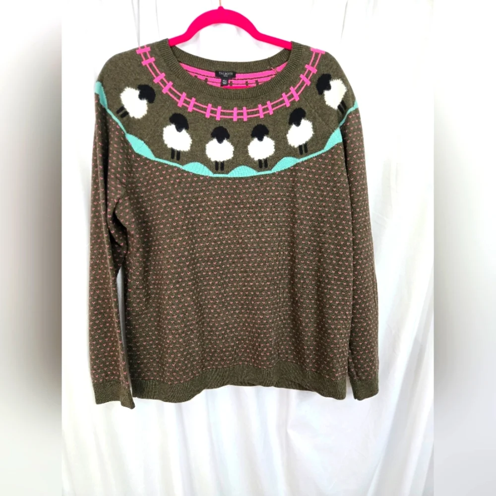 Talbots Classic Preppy Sheep Lamb Sweater Size  XL P Women’s - Picture 2 of 6